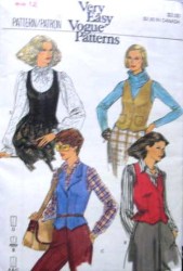 9849 SO EZ VOGUE SHAPED BUTTON/ LACED VESTS 70S PATTERN 12 OR 10 UNCUT